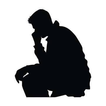 recommend clip art: A Man Thinking black silhouette of simple minimal vector