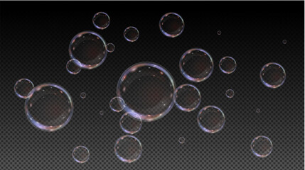 Realistic soap bubble with rainbow shine. Glossy, transparent, and airy. Perfect for clean, fresh, or scientific designs. Isolated 3D element on a clear background