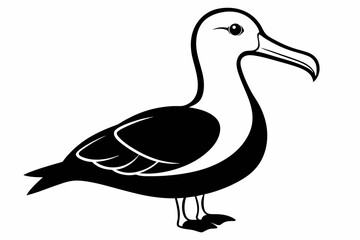 albatross silhouette line art vector illustration