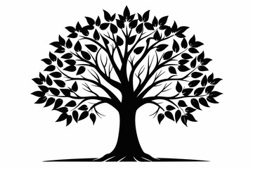 Obraz premium alder tree silhouette line art vector illustration