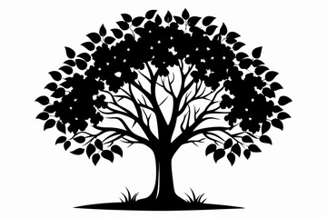 Obraz premium alder tree silhouette line art vector illustration