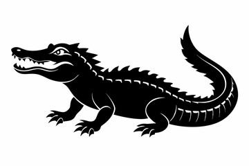 alligator silhouette line art vector illustration