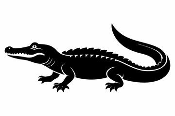 alligator silhouette line art vector illustration