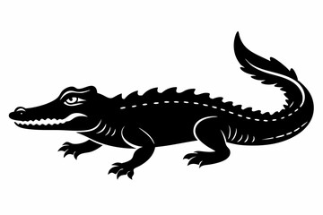 alligator silhouette line art vector illustration