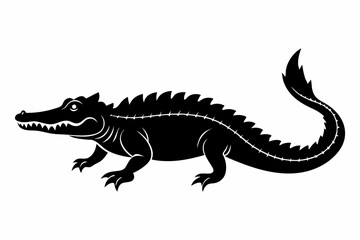 alligator silhouette line art vector illustration