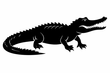 alligator silhouette line art vector illustration