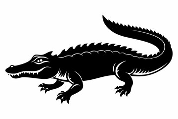 alligator silhouette line art vector illustration