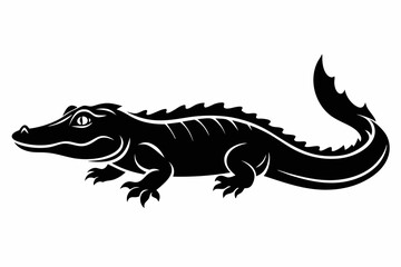 alligator silhouette line art vector illustration