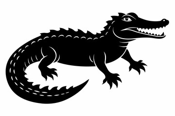 alligator silhouette line art vector illustration