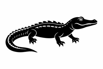 alligator silhouette line art vector illustration