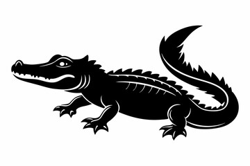 alligator silhouette line art vector illustration