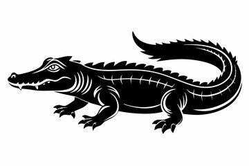 alligator silhouette line art vector illustration