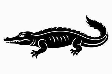 Naklejka premium alligator silhouette line art vector illustration