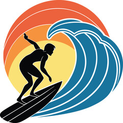 Surfing on the sea icon vector image 