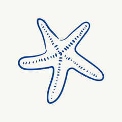 Obraz premium Blue starfish illustration showcasing natural beauty of marine life in a minimalist design