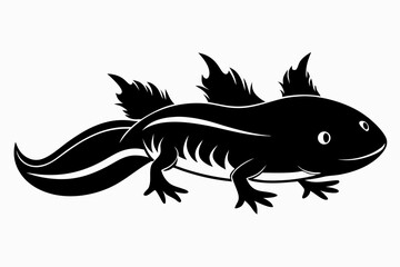 axolotl silhouette line art vector illustration