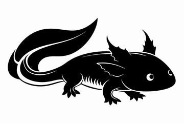 axolotl silhouette line art vector illustration