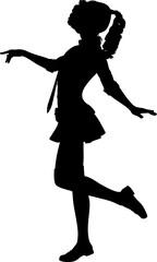 Minimalist silhouette of a girl in school uniform. Ideal for school-themed projects, textbook covers, or nostalgic designs. Female silhouette of a school girl on the isolated background.