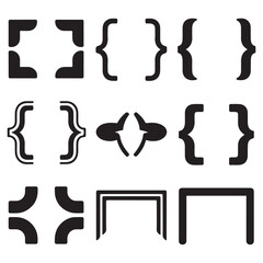 Vector Black silhouettes bracket set. illustration. with white background