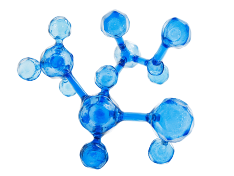 Translucent Blue Molecule Model: 3D Rendered Abstract Science Design, PNG - Powered by Adobe