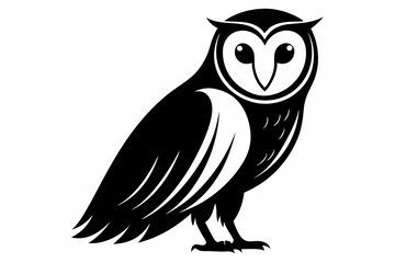 barn owl silhouette line art vector illustration