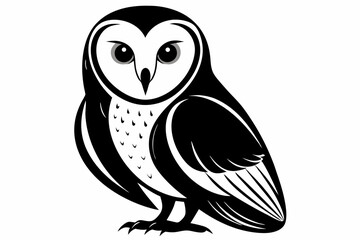 barn owl silhouette line art vector illustration