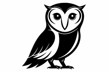 barn owl silhouette line art vector illustration
