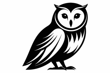 barn owl silhouette line art vector illustration
