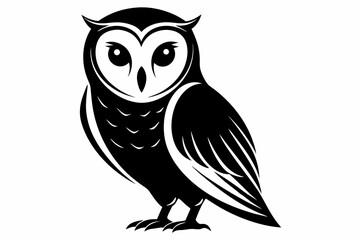 barn owl silhouette line art vector illustration
