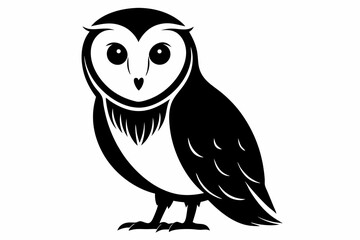 barn owl silhouette line art vector illustration