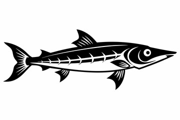 barracuda silhouette line art vector illustration