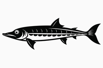 barracuda silhouette line art vector illustration