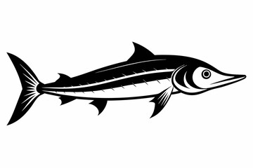 barracuda silhouette line art vector illustration