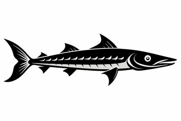 barracuda silhouette line art vector illustration