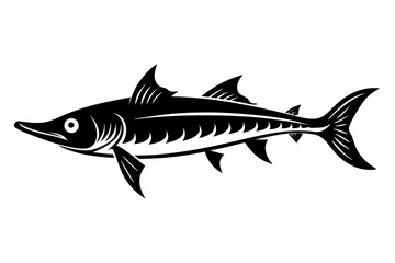 barracuda silhouette line art vector illustration