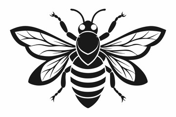 bee silhouette line art vector illustration
