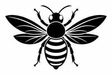 bee silhouette line art vector illustration