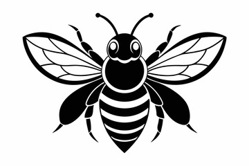 bee silhouette line art vector illustration