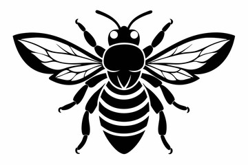 bee silhouette line art vector illustration