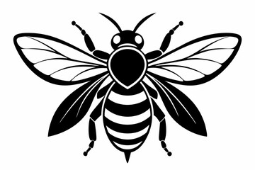 bee silhouette line art vector illustration