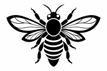 bee silhouette line art vector illustration