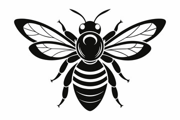 bee silhouette line art vector illustration