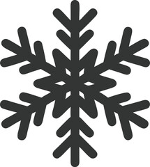 Isolated Dark Gray Snowflake Shape Simple Winter Icon on Transparent Background