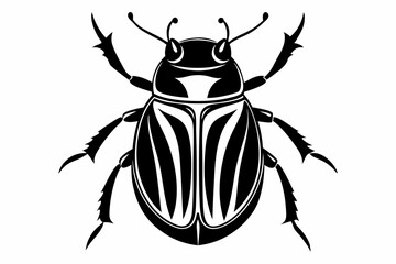 beetle silhouette line art vector illustration
