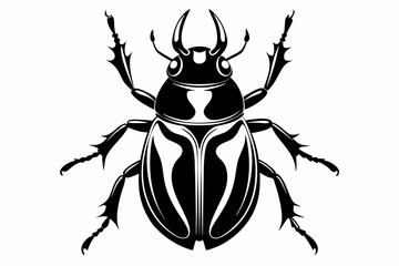 beetle silhouette line art vector illustration