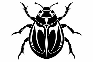 beetle silhouette line art vector illustration