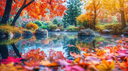 Tranquil Forest with Autumn Reflections