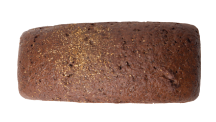 Isolated brown artisan bread on white background, top view