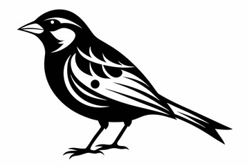 bobolink silhouette line art vector illustration