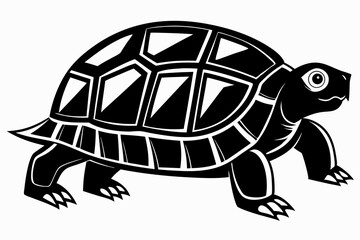 box turtle silhouette line art vector illustration
